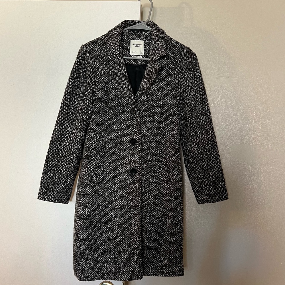 Abercrombie textured dad coat black/white/gray, XXSP